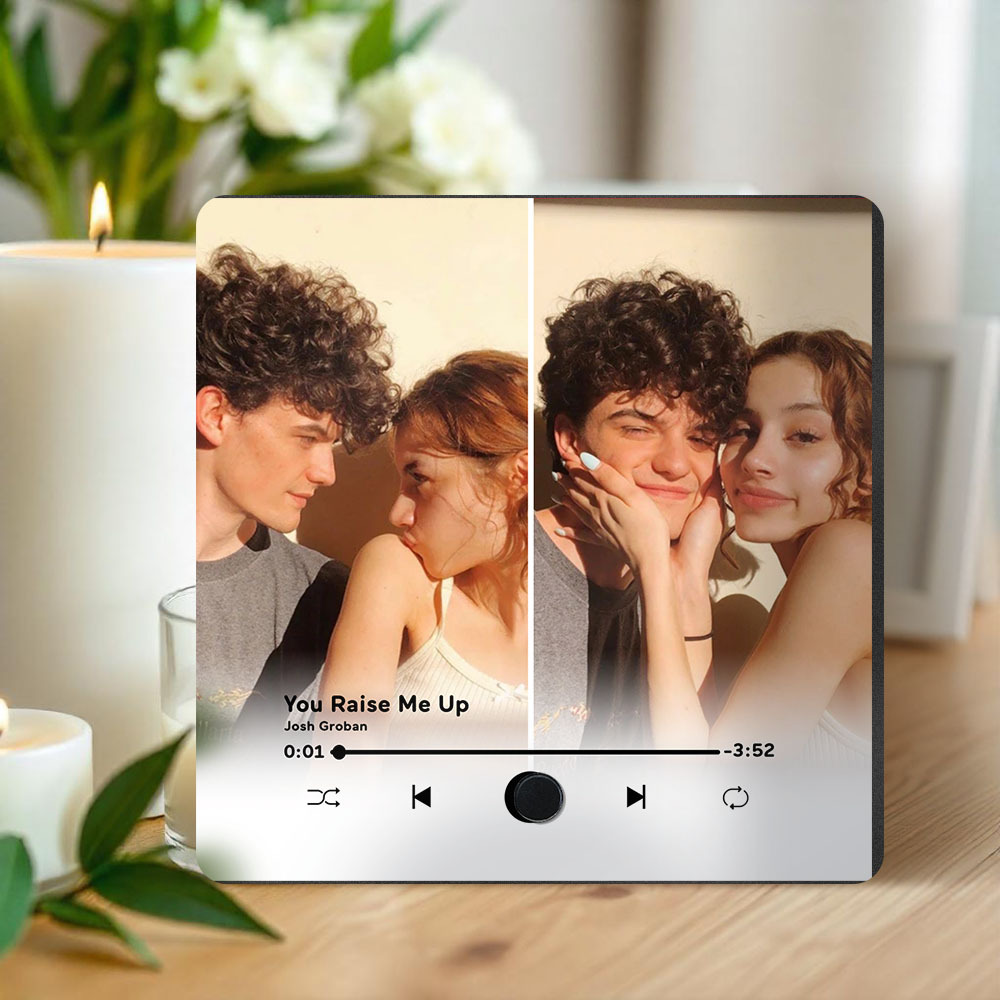 Personalized Two Photo Music Fridge Magnet Pro The Best Anniversary Gift Can Be Played Music Fridge Magnet For Her - 