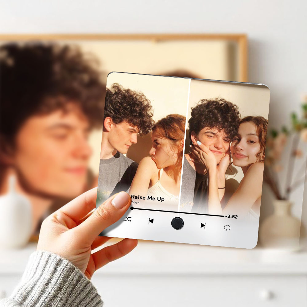 Personalized Two Photo Music Fridge Magnet Pro The Best Anniversary Gift Can Be Played Music Fridge Magnet For Her - 