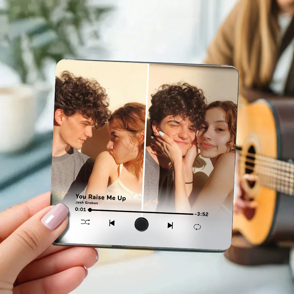 Personalized Two Photo Music Fridge Magnet Pro The Best Anniversary Gift Can Be Played Music Fridge Magnet For Her - 