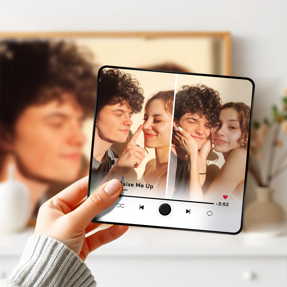 Personalized Two Photo Music Fridge Magnet Pro The Best Anniversary Gift Can Be Played Music Fridge Magnet For Her - 