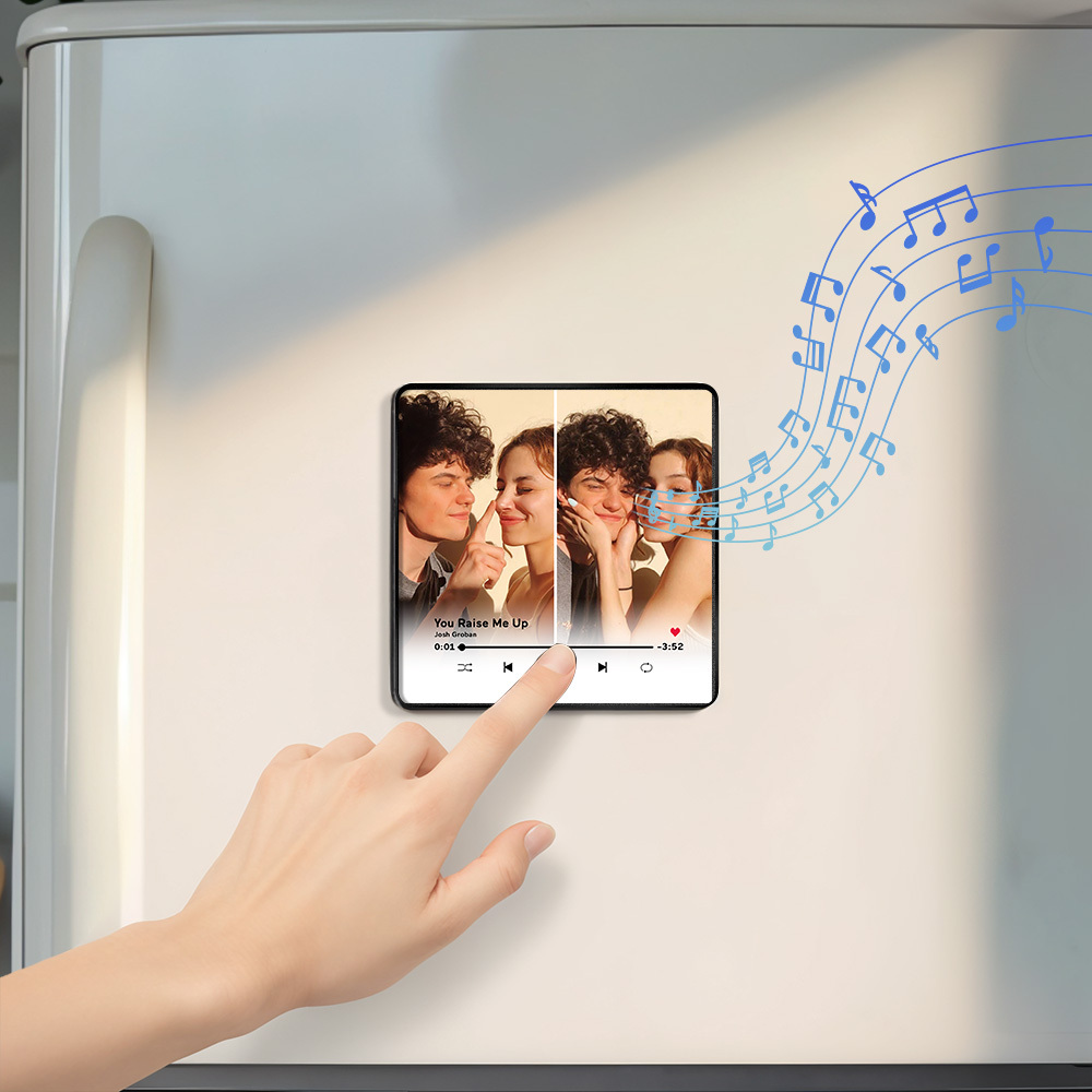 Personalized Two Photo Music Fridge Magnet Pro The Best Anniversary Gift Can Be Played Music Fridge Magnet For Her - 