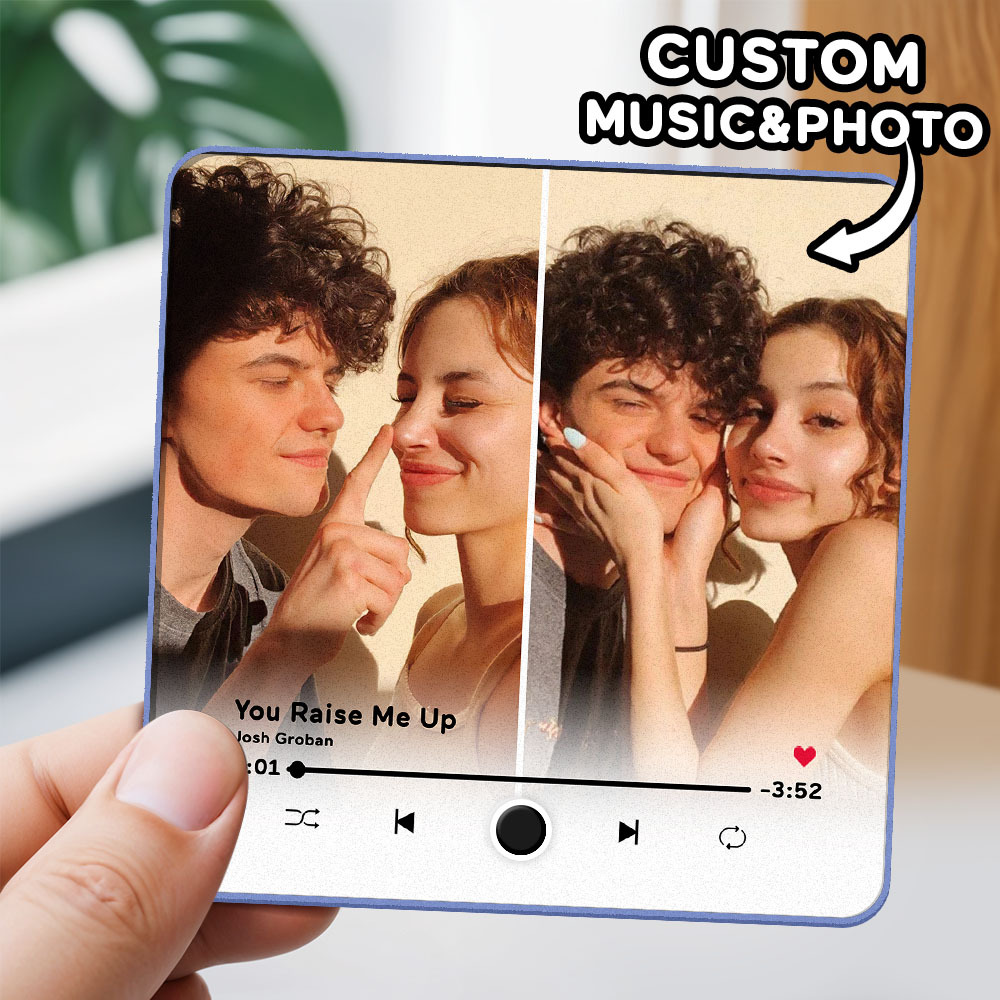 Personalized Two Photo Music Fridge Magnet Pro The Best Anniversary Gift Can Be Played Music Fridge Magnet For Her - 