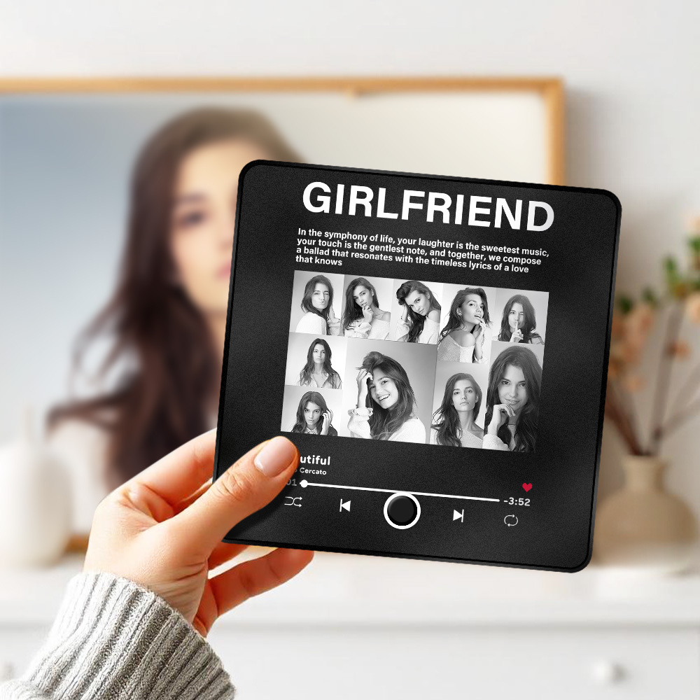 Personalized Collage Music Fridge Magnet 1-10 Photos Anniversary Gift Can Be Played Music Fridge Magnet For Girlfriend - 