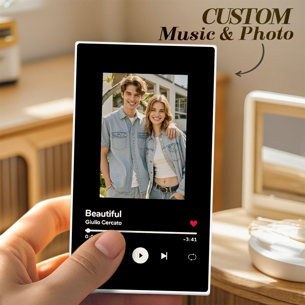 Custom Music Fridge Magnet Personalized Rectangle Music Fridge Magnet Can Play Songs - 