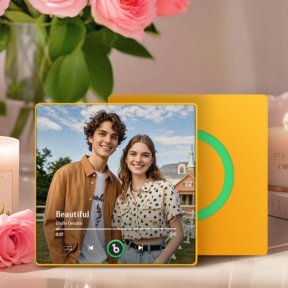 New 4.0 Upgrade Custom Music Fridge Magnet Colorful Frame Album Fridge Magnet Can Play Songs Gift for Couple Can Upload Your Music