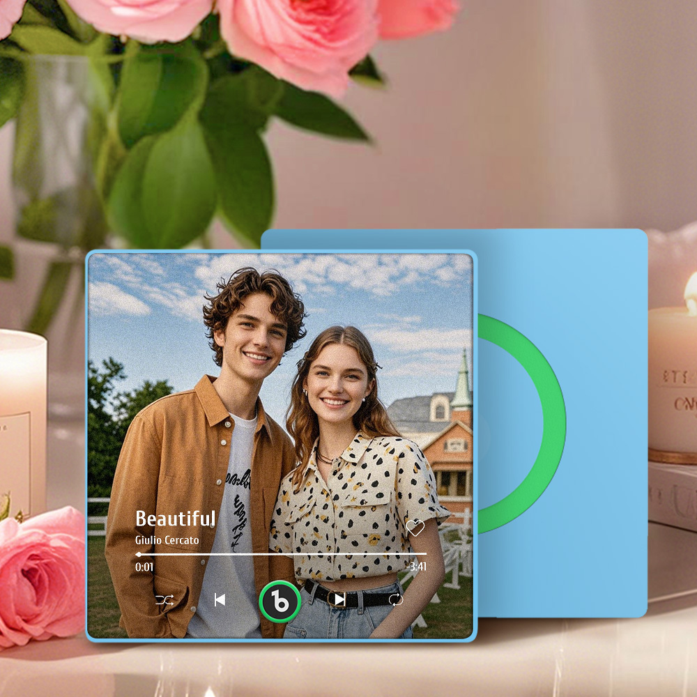 New 4.0 Upgrade Custom Music Fridge Magnet Colorful Frame Album Fridge Magnet Can Play Songs Gift for Couple Can Upload Your Music