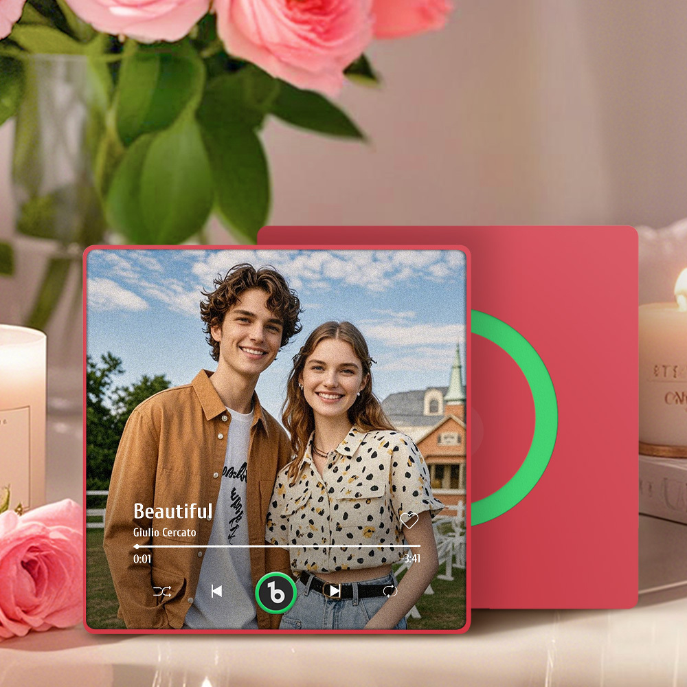 New 4.0 Upgrade Custom Music Fridge Magnet Colorful Frame Album Fridge Magnet Can Play Songs Gift for Couple Can Upload Your Music