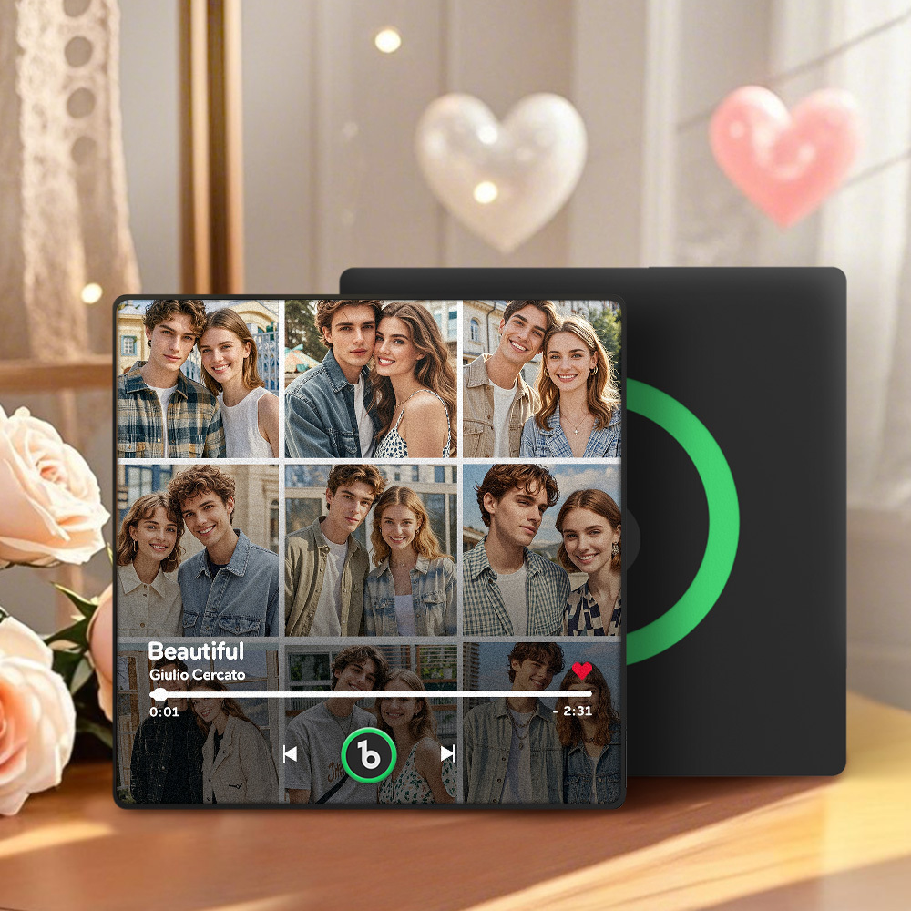 New 4.0 Upgrade Custom Music Fridge Magnet Colorful Frame Album Fridge Magnet Can Play Songs Gift for Couple Can Upload Your Music