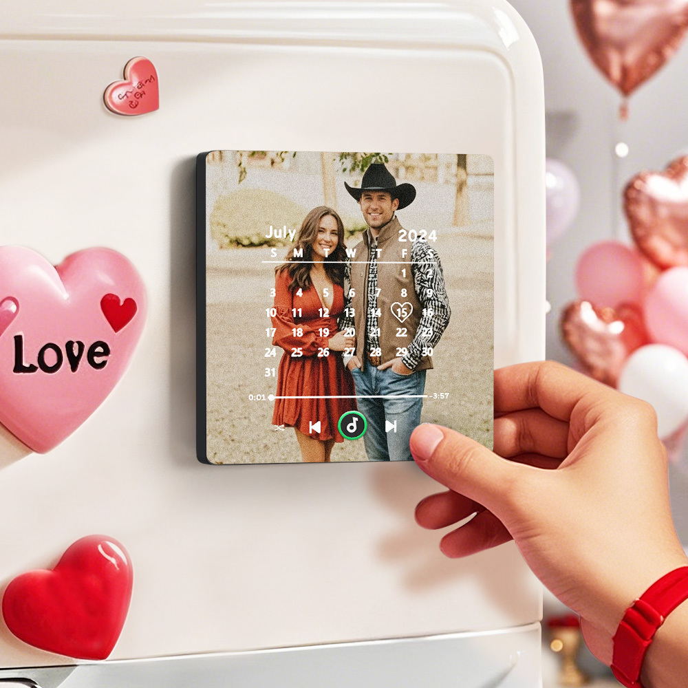 Custom Music Fridge Magnet with Colorful Frame Personalized Calendar Fridge Magnet with Photo Valentine's Day Gifts