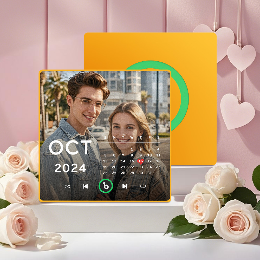 New 4.0 Upgrade Custom Music Fridge Magnet Colorful Frame Album Fridge Magnet Can Play Songs Gift for Couple Can Upload Your Music