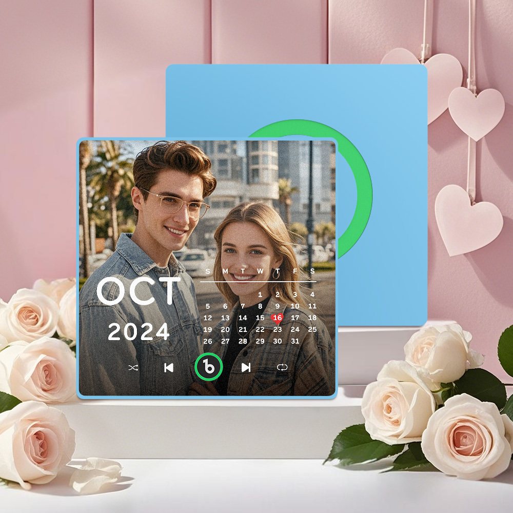 New 4.0 Upgrade Custom Music Fridge Magnet Colorful Frame Album Fridge Magnet Can Play Songs Gift for Couple Can Upload Your Music