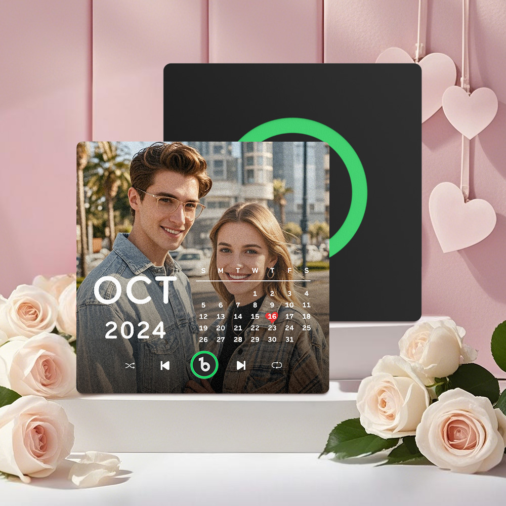 New 4.0 Upgrade Custom Music Fridge Magnet Colorful Frame Album Fridge Magnet Can Play Songs Gift for Couple Can Upload Your Music