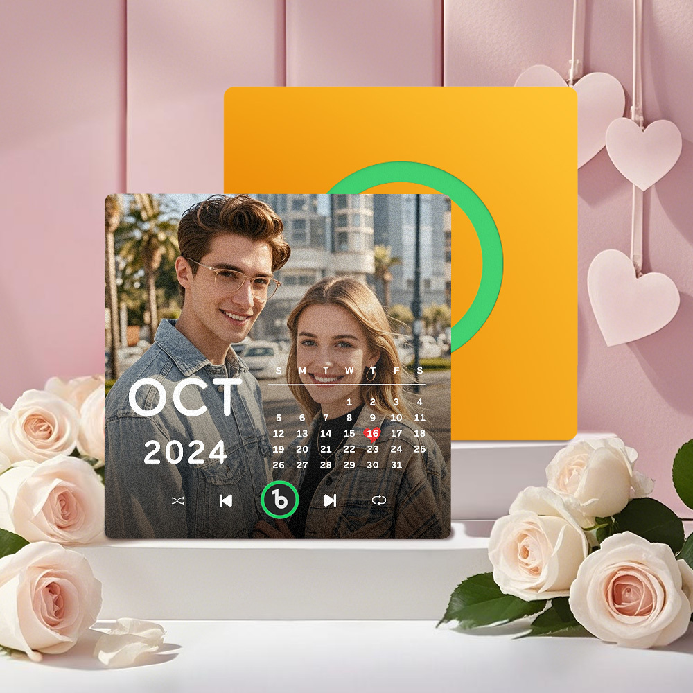 New 4.0 Upgrade Custom Music Fridge Magnet Colorful Frame Album Fridge Magnet Can Play Songs Gift for Couple Can Upload Your Music