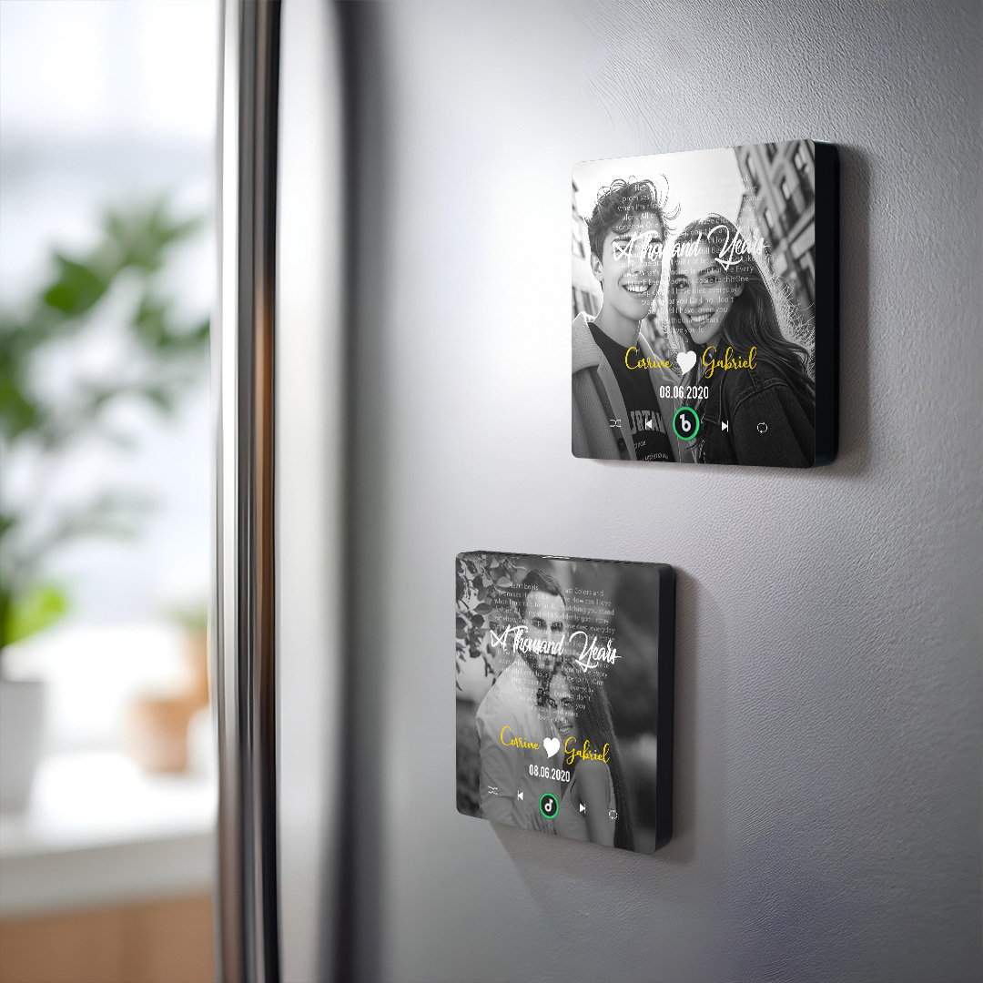 Custom Music Fridge Magnet Music Lyrics Fridge Magnet Colorful Frame Album Fridge Magnet Music Wall Photo Sticker Gift for Couple - 