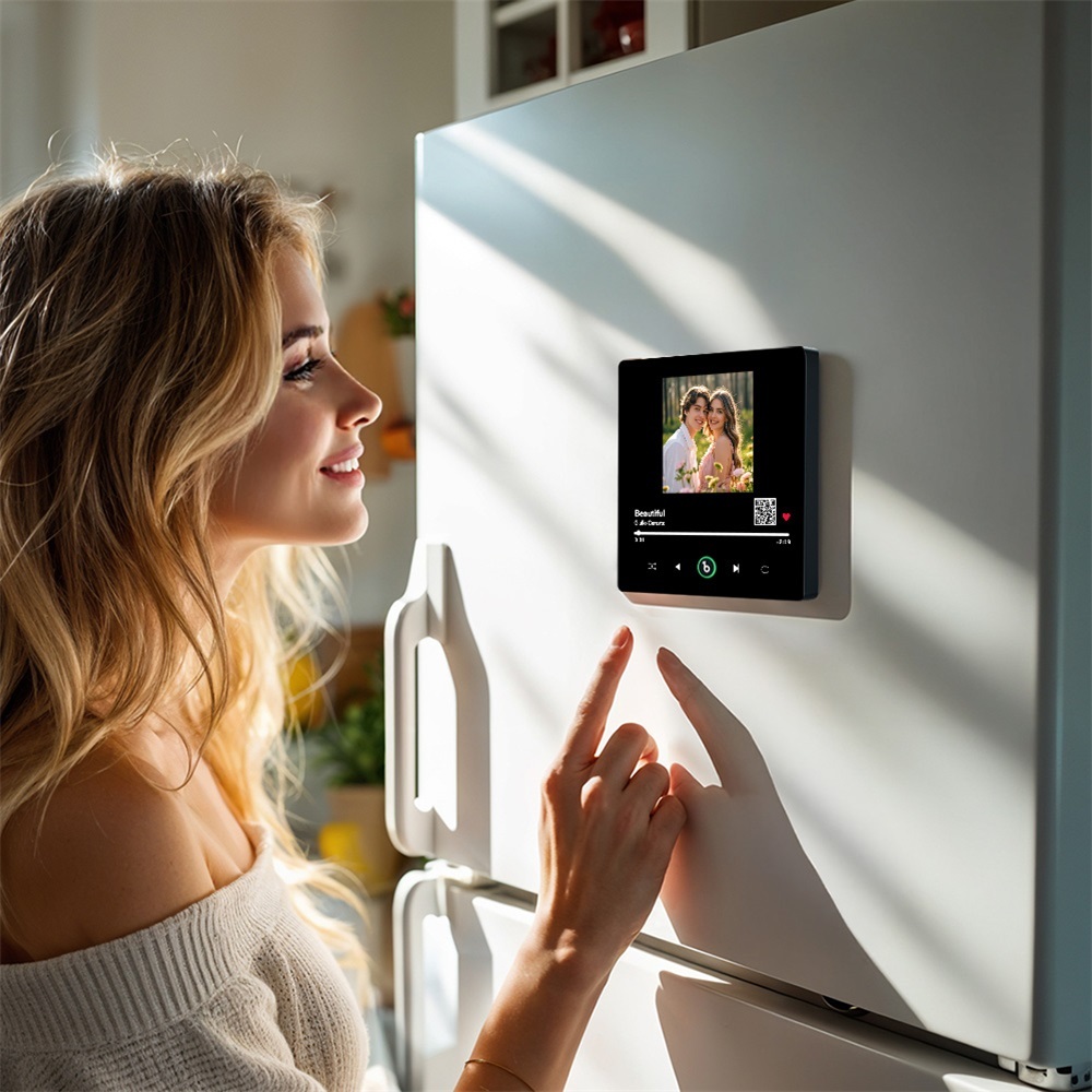 Custom Music Fridge Magnet New 4.0 Upgrade Custom Photo QR code Fridge Magnet Colorful Frame Album Fridge Magnet Music Wall Photo Sticker Gift for Couple - 