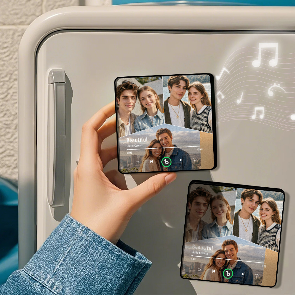 Custom Music Fridge Magnet 3 Photo New 4.0 Upgrade Colorful Frame Album Fridge Magnet Music Wall Photo Sticker Music Movement - 