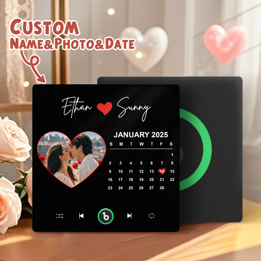 New 4.0 Upgrade Custom Music Fridge Magnet Colorful Frame Album Fridge Magnet Can Play Songs Gift for Couple Can Upload Your Music