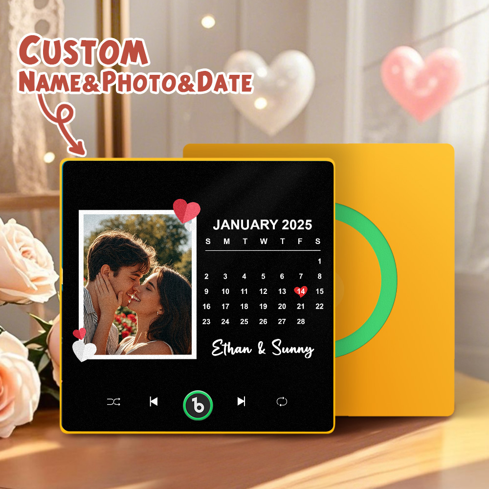 New 4.0 Upgrade Custom Music Fridge Magnet Colorful Frame Album Fridge Magnet Can Play Songs Gift for Couple Can Upload Your Music