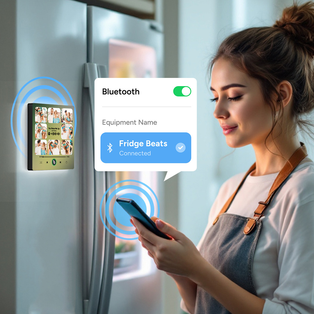 Personalized Music Fridge Magnet Can Plays Song FridgeBeats Pro Supports Bluetooth Connectivity Upgrade Photo Colorful Album Fridge Magnet 9 Photos Gifts for Valentine's Day