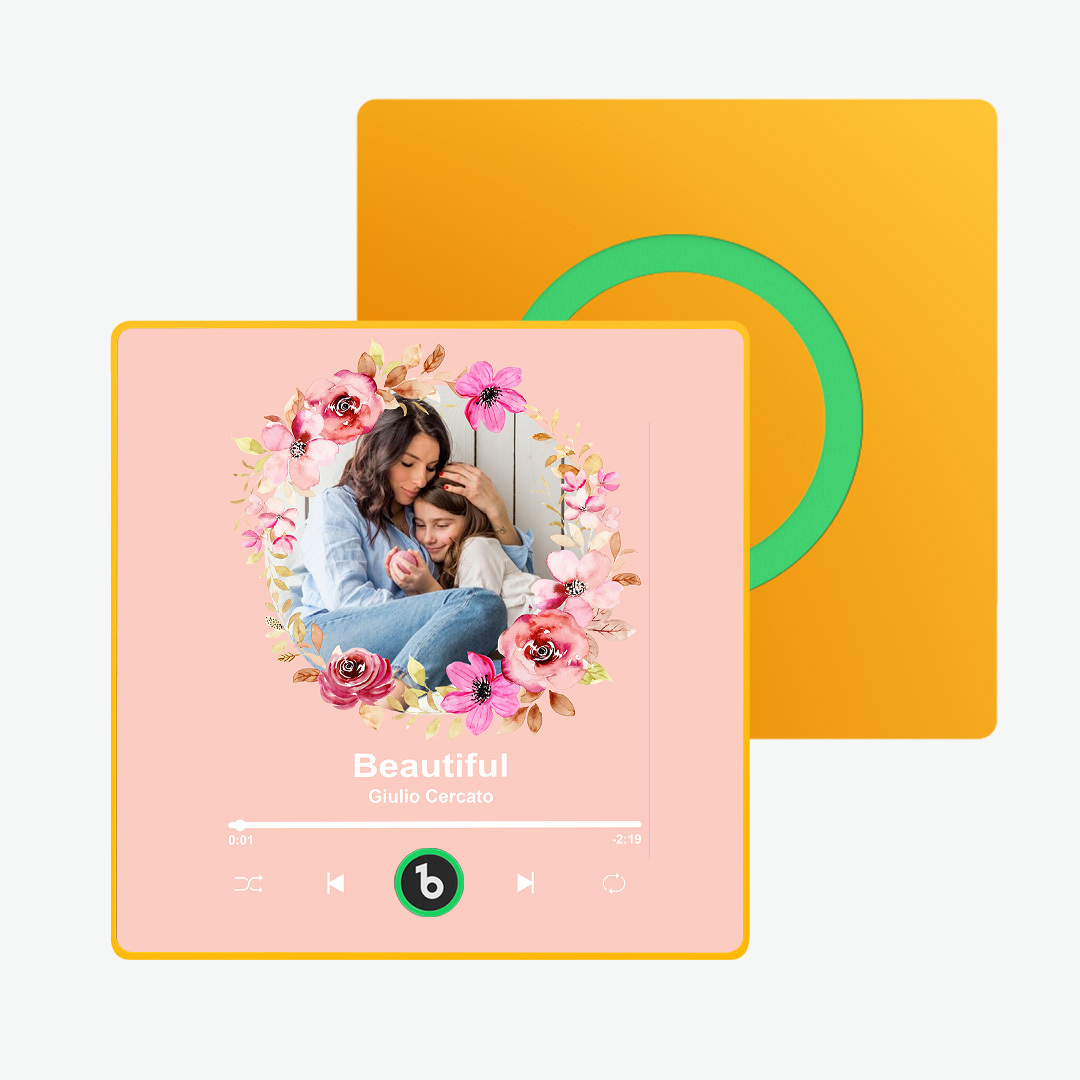 Custom Album Music Magnets for Refrigerator Personalized Memory Photo Magnets Can Play Song Pink Flowers Pictures Magnets Birthday Song Magnet for Mother Grandma