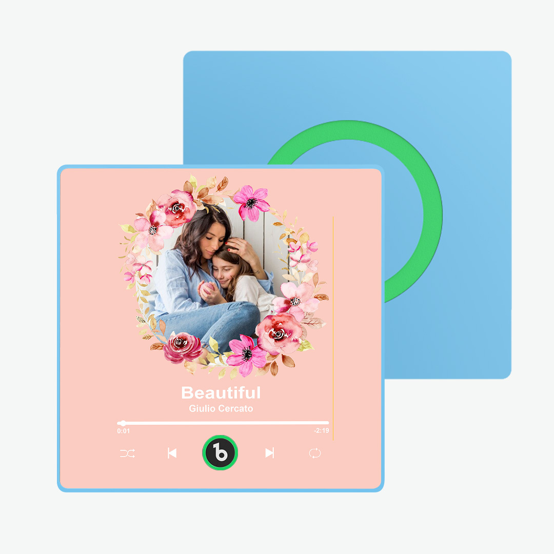 Custom Album Music Magnets for Refrigerator Personalized Memory Photo Magnets Can Play Song Pink Flowers Pictures Magnets Birthday Song Magnet for Mother Grandma