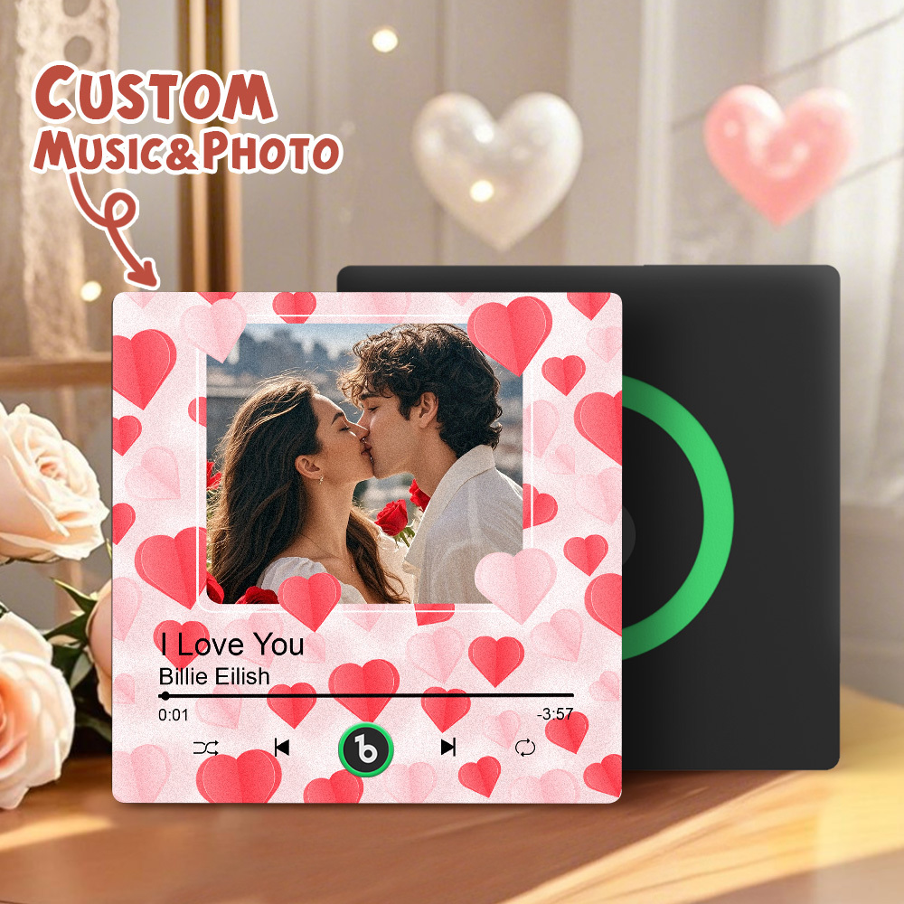 New 4.0 Upgrade Custom Music Fridge Magnet Colorful Frame Album Fridge Magnet Can Play Songs Gift for Couple Can Upload Your Music