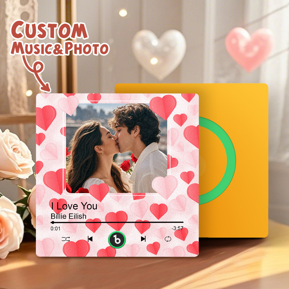 New 4.0 Upgrade Custom Music Fridge Magnet Colorful Frame Album Fridge Magnet Can Play Songs Gift for Couple Can Upload Your Music