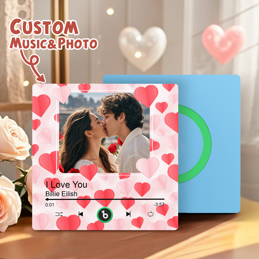 New 4.0 Upgrade Custom Music Fridge Magnet Colorful Frame Album Fridge Magnet Can Play Songs Gift for Couple Can Upload Your Music