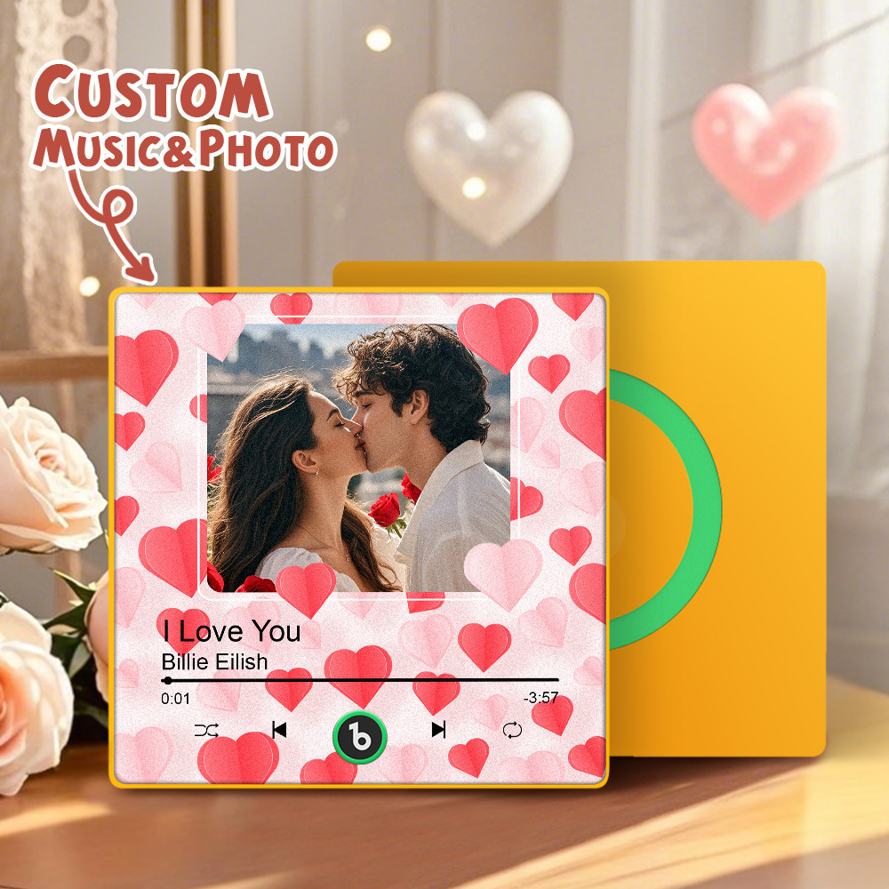New 4.0 Upgrade Custom Music Fridge Magnet Colorful Frame Album Fridge Magnet Can Play Songs Gift for Couple Can Upload Your Music