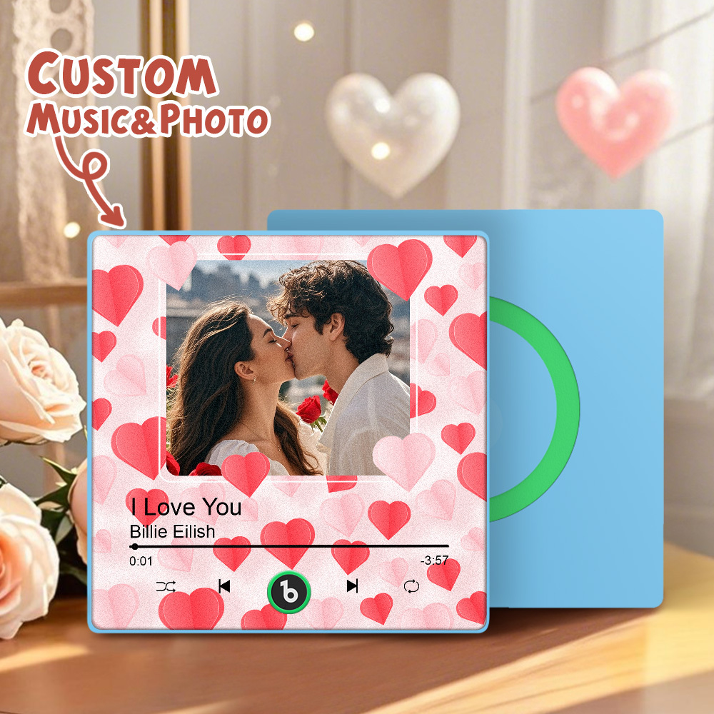 New 4.0 Upgrade Custom Music Fridge Magnet Colorful Frame Album Fridge Magnet Can Play Songs Gift for Couple Can Upload Your Music