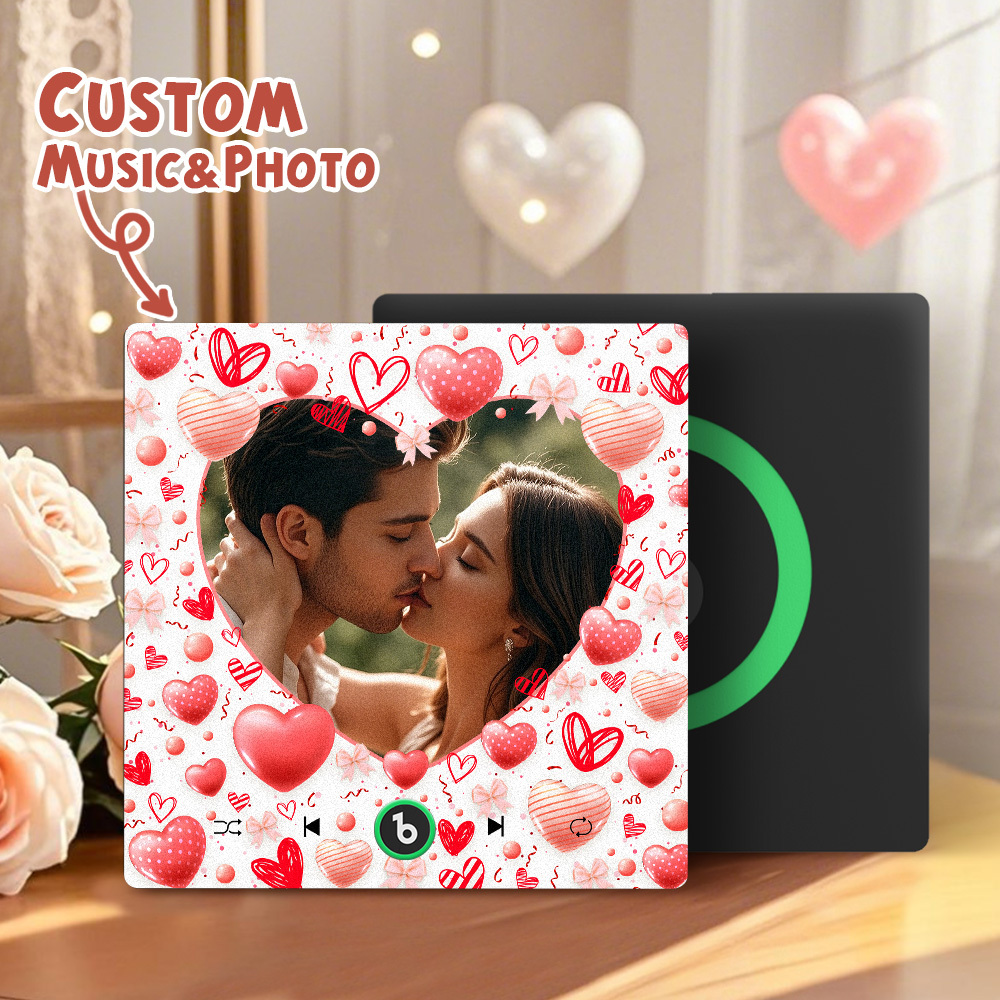 New 4.0 Upgrade Custom Music Fridge Magnet Colorful Frame Album Fridge Magnet Can Play Songs Gift for Couple Can Upload Your Music