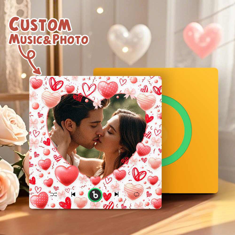 New 4.0 Upgrade Custom Music Fridge Magnet Colorful Frame Album Fridge Magnet Can Play Songs Gift for Couple Can Upload Your Music