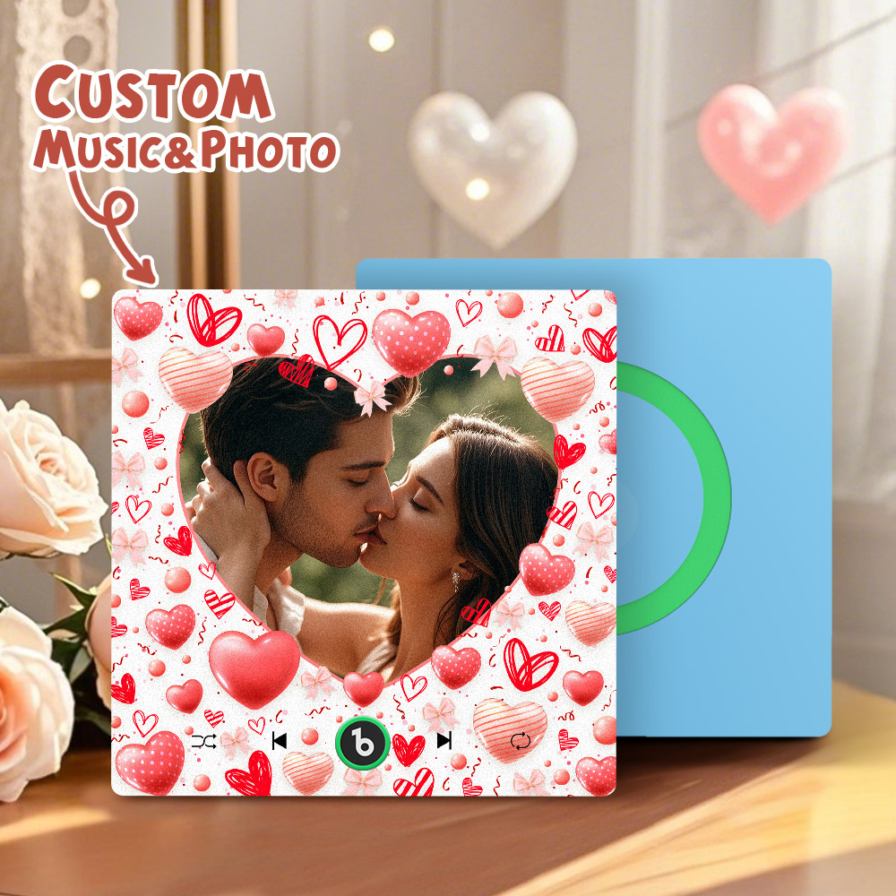 New 4.0 Upgrade Custom Music Fridge Magnet Colorful Frame Album Fridge Magnet Can Play Songs Gift for Couple Can Upload Your Music