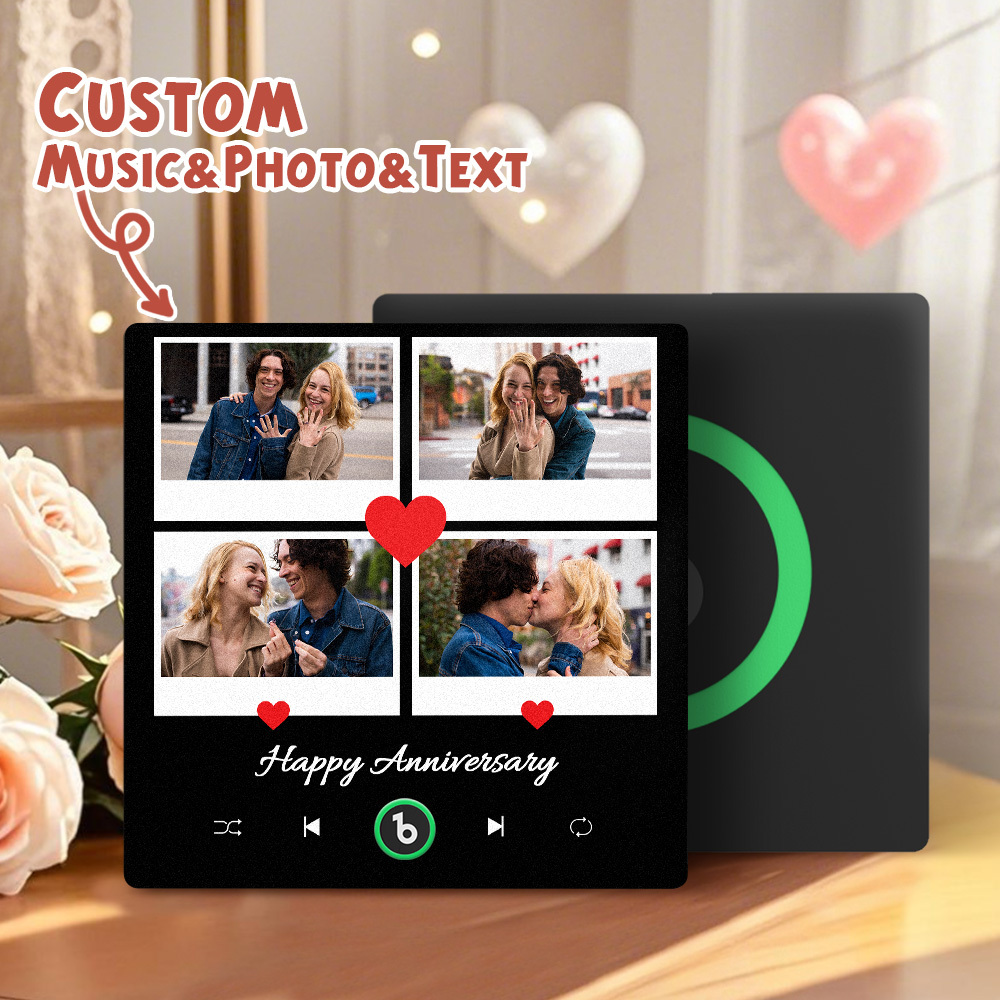 New 4.0 Upgrade Custom Music Fridge Magnet Colorful Frame Album Fridge Magnet Can Play Songs Gift for Couple Can Upload Your Music