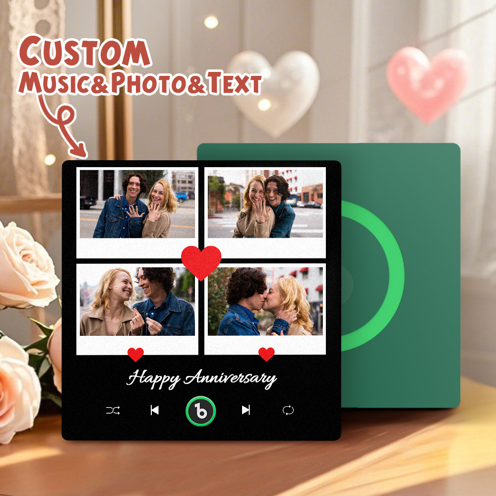 New 4.0 Upgrade Custom Music Fridge Magnet Colorful Frame Album Fridge Magnet Can Play Songs Gift for Couple Can Upload Your Music