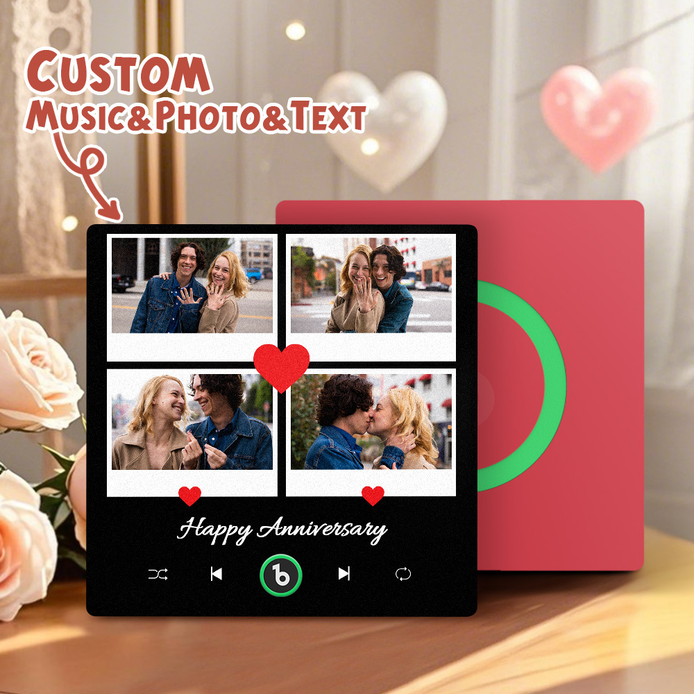 New 4.0 Upgrade Custom Music Fridge Magnet Colorful Frame Album Fridge Magnet Can Play Songs Gift for Couple Can Upload Your Music