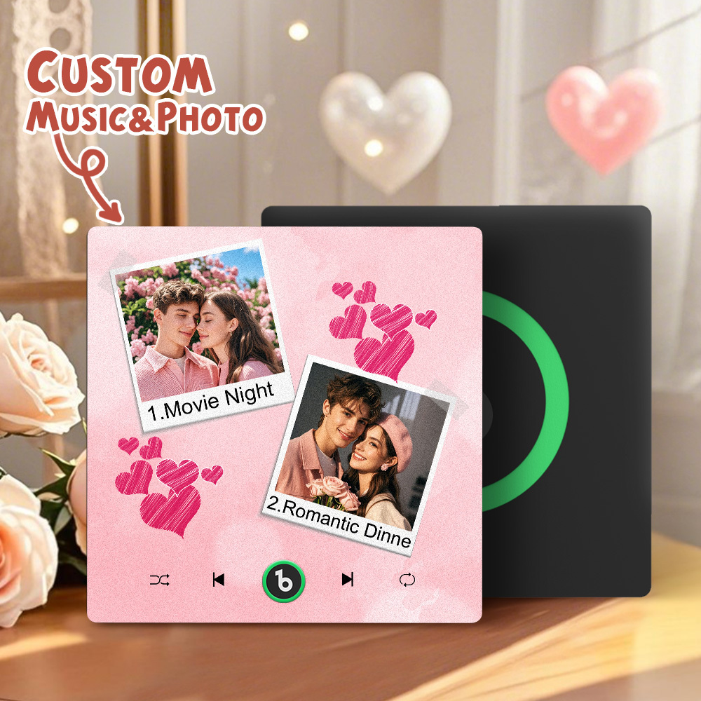 New 4.0 Upgrade Custom Music Fridge Magnet Colorful Frame Album Fridge Magnet Can Play Songs Gift for Couple Can Upload Your Music
