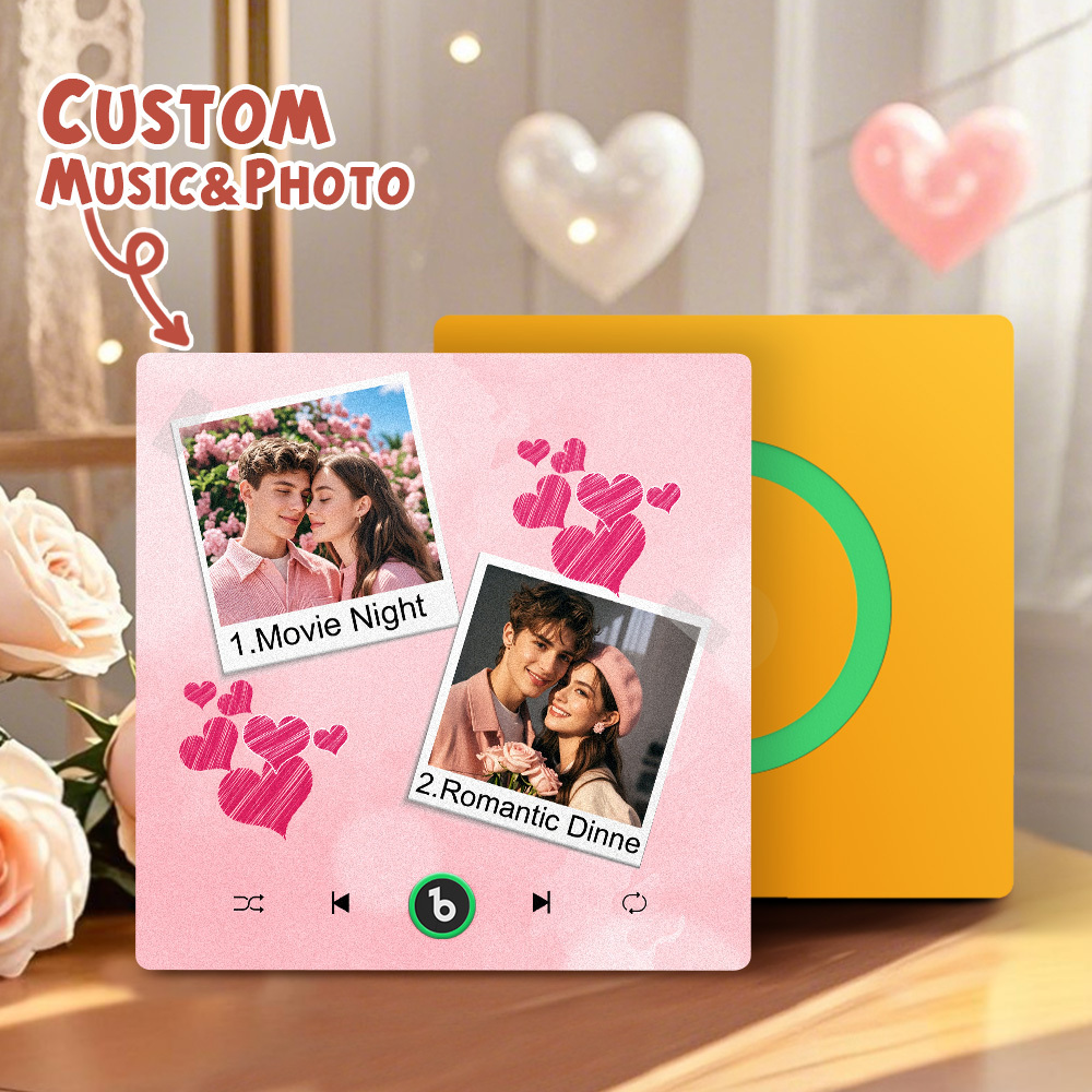 New 4.0 Upgrade Custom Music Fridge Magnet Colorful Frame Album Fridge Magnet Can Play Songs Gift for Couple Can Upload Your Music