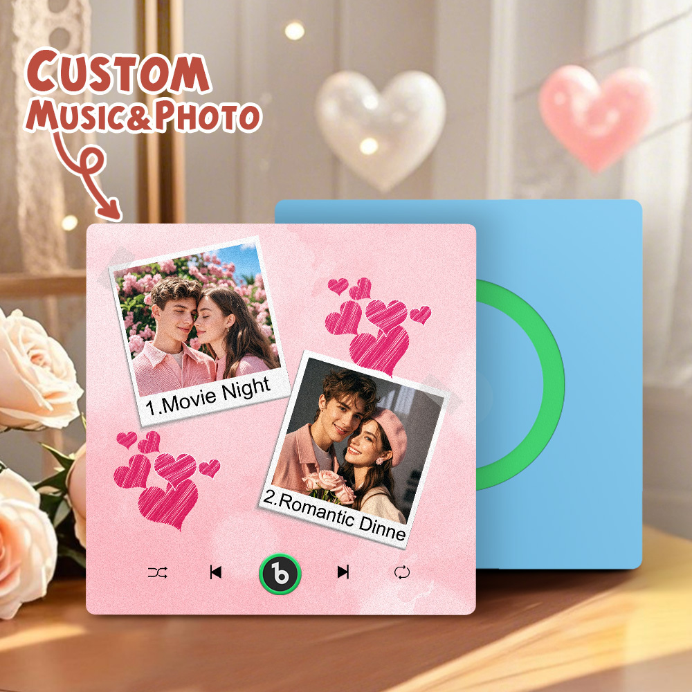 New 4.0 Upgrade Custom Music Fridge Magnet Colorful Frame Album Fridge Magnet Can Play Songs Gift for Couple Can Upload Your Music