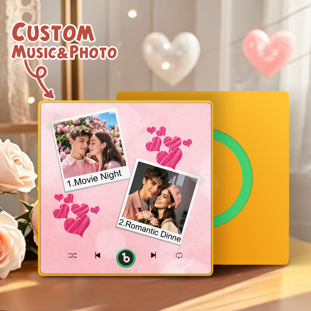 New 4.0 Upgrade Custom Music Fridge Magnet Colorful Frame Album Fridge Magnet Can Play Songs Gift for Couple Can Upload Your Music