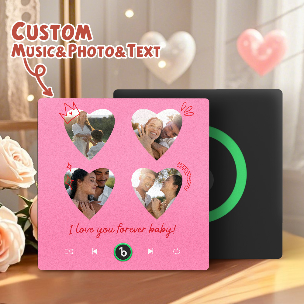New 4.0 Upgrade Custom Music Fridge Magnet Colorful Frame Album Fridge Magnet Can Play Songs Gift for Couple Can Upload Your Music