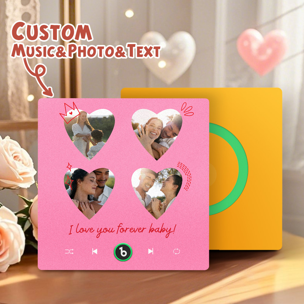 New 4.0 Upgrade Custom Music Fridge Magnet Colorful Frame Album Fridge Magnet Can Play Songs Gift for Couple Can Upload Your Music