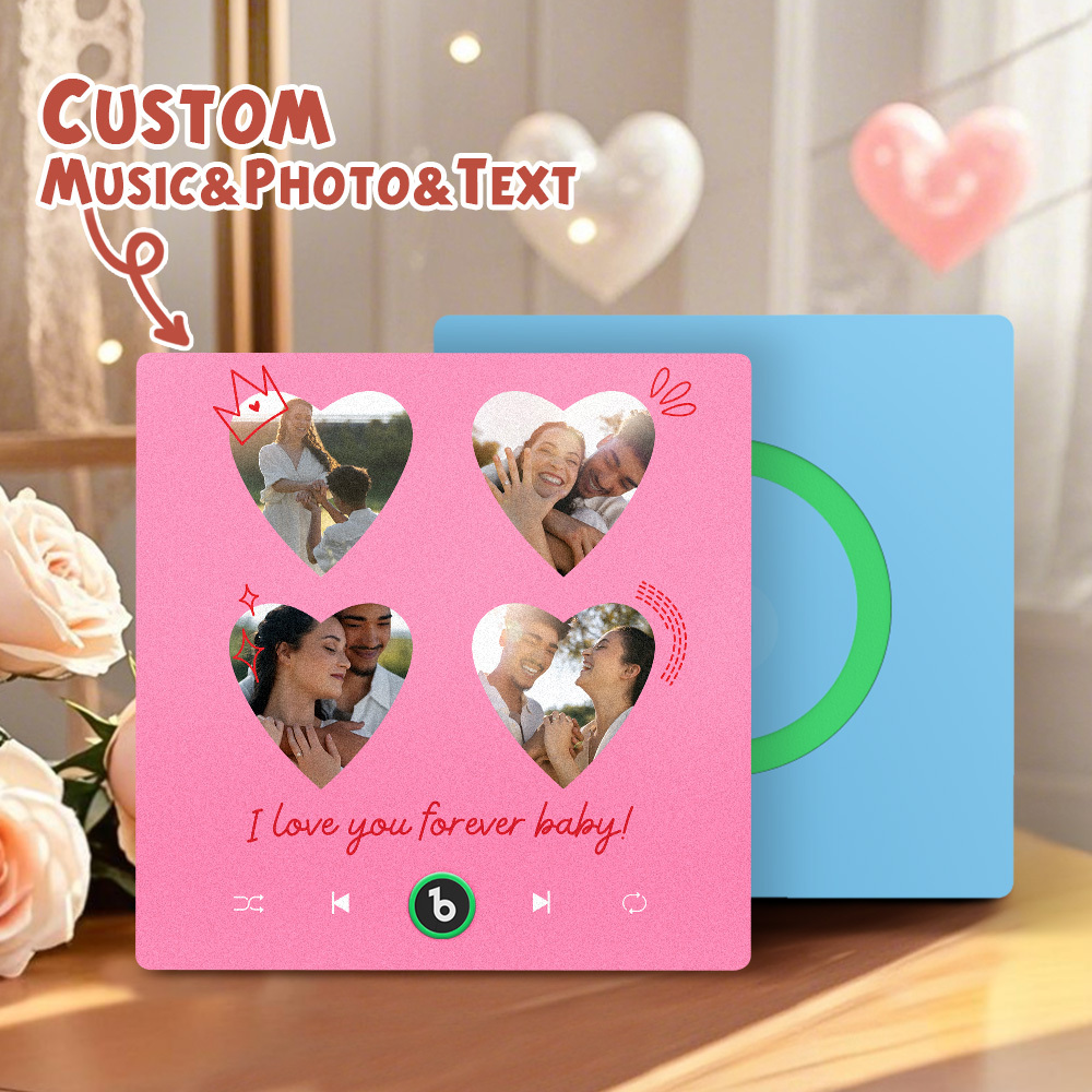 New 4.0 Upgrade Custom Music Fridge Magnet Colorful Frame Album Fridge Magnet Can Play Songs Gift for Couple Can Upload Your Music
