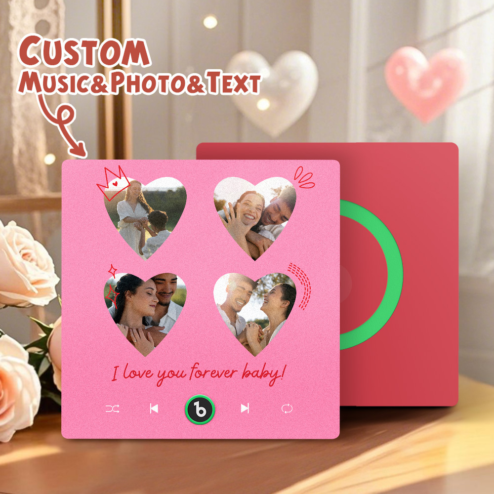 New 4.0 Upgrade Custom Music Fridge Magnet Colorful Frame Album Fridge Magnet Can Play Songs Gift for Couple Can Upload Your Music