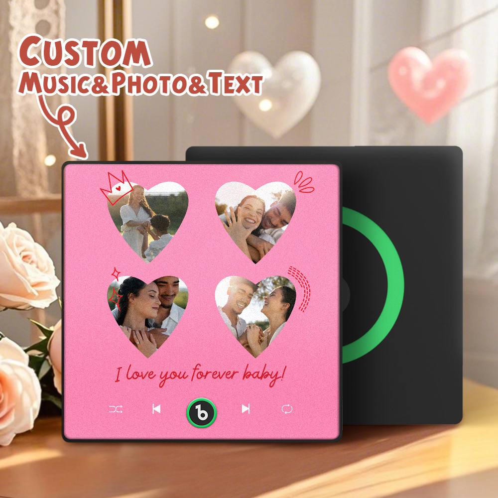 New 4.0 Upgrade Custom Music Fridge Magnet Colorful Frame Album Fridge Magnet Can Play Songs Gift for Couple Can Upload Your Music