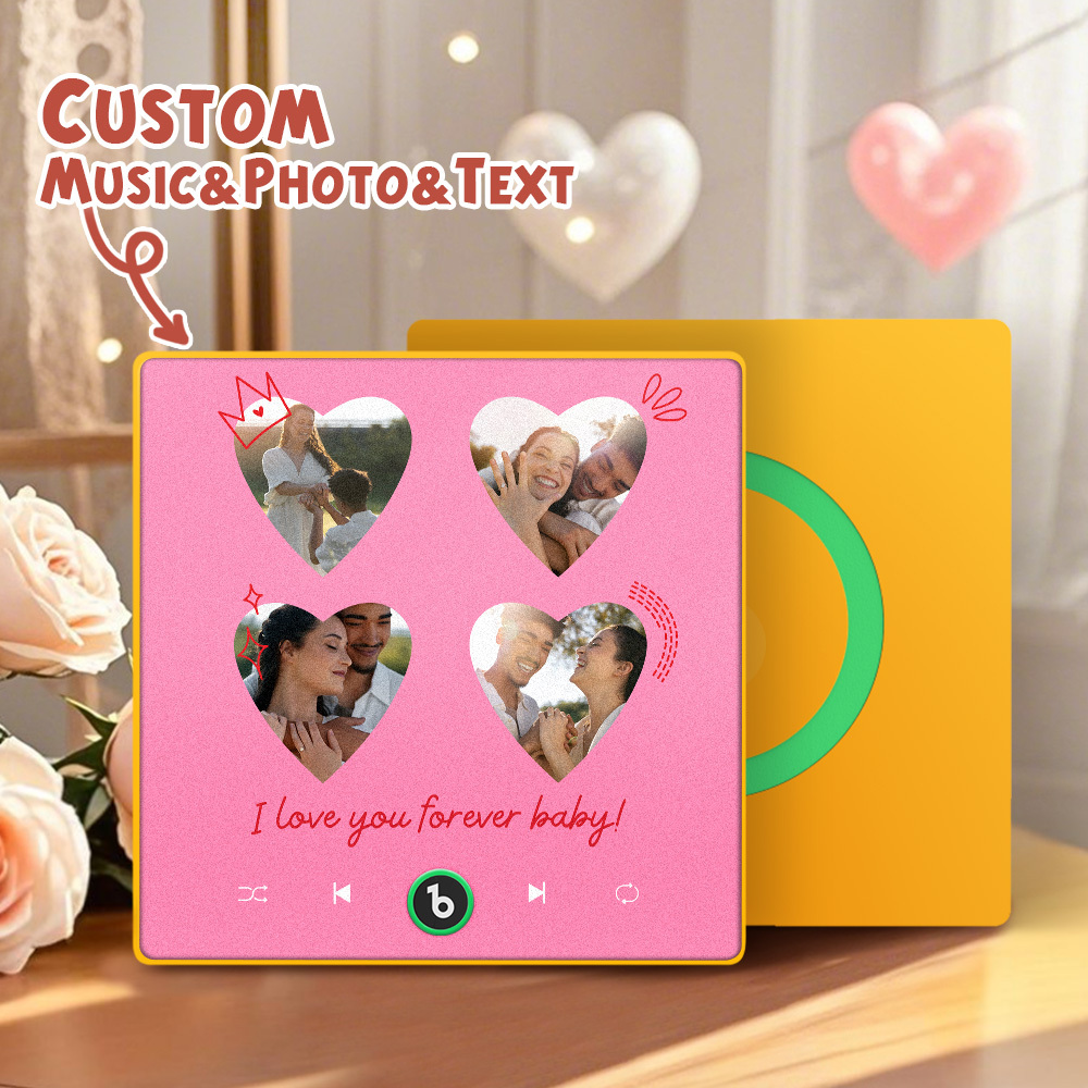 New 4.0 Upgrade Custom Music Fridge Magnet Colorful Frame Album Fridge Magnet Can Play Songs Gift for Couple Can Upload Your Music