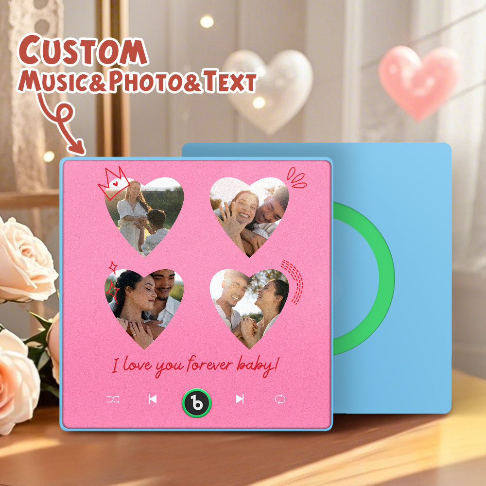 New 4.0 Upgrade Custom Music Fridge Magnet Colorful Frame Album Fridge Magnet Can Play Songs Gift for Couple Can Upload Your Music