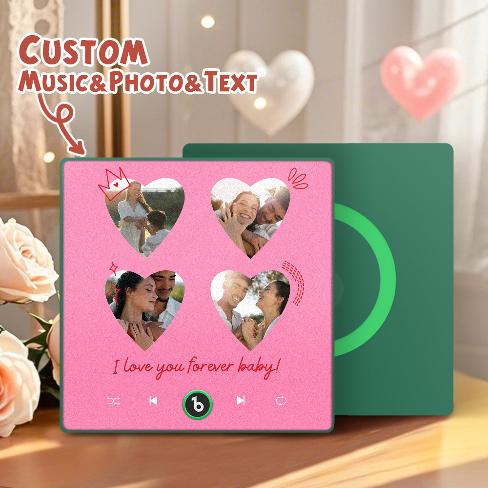 New 4.0 Upgrade Custom Music Fridge Magnet Colorful Frame Album Fridge Magnet Can Play Songs Gift for Couple Can Upload Your Music