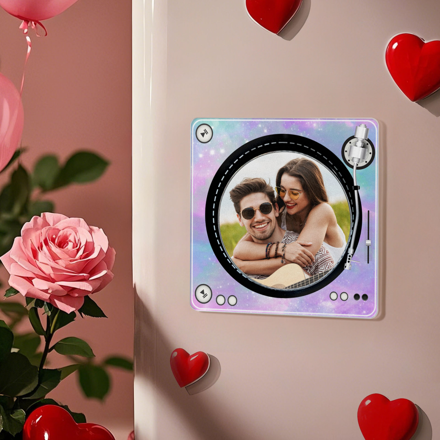 Custom Rotating Double Layer Acrylic Nfc Fridge Magnets With  Photos And Songs Magnetic Fridge Magnets -  - myphotowallet