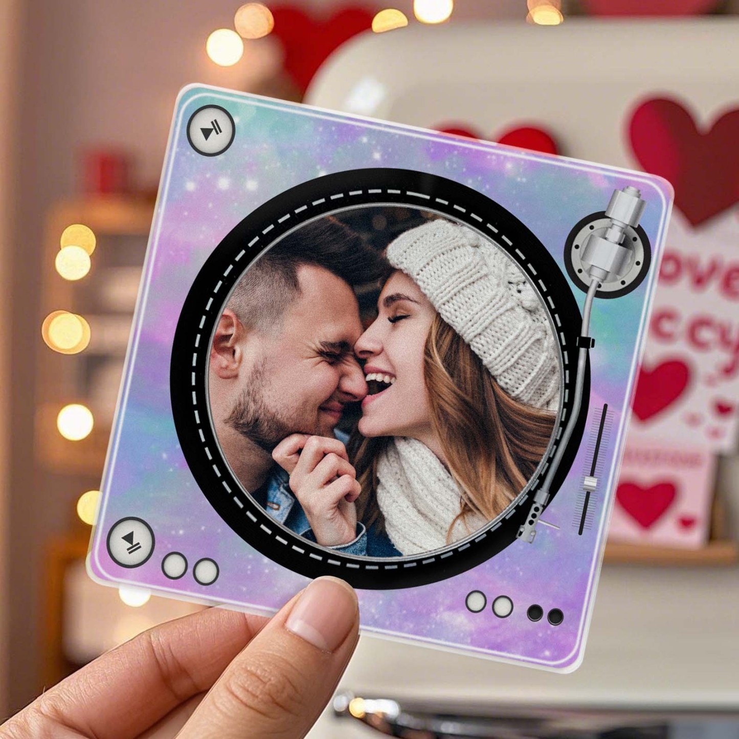 Custom Rotating Double Layer Acrylic Nfc Fridge Magnets With  Photos And Songs Magnetic Fridge Magnets -  - myphotowallet